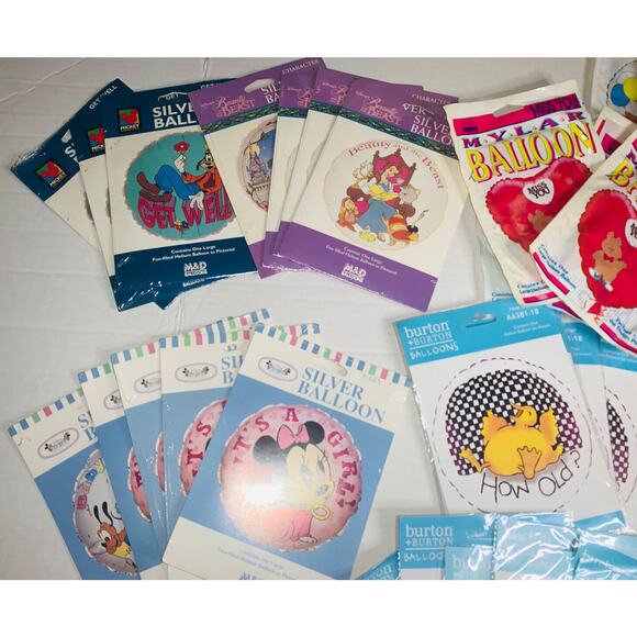 Big Lot of 55 Mylar Balloons Assorted Themes Disney Boy Girl Get Well Mickey NOS - Picture 6 of 11